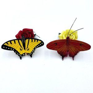 Land & Sea Flower Pot Hanger Figurine Nature Series Butterfly Moth Set Of 2